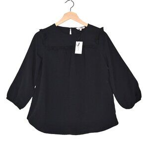 Juicy Couture Black Ruffle-Trim Blouse Size XS Dark Academia Harajuku